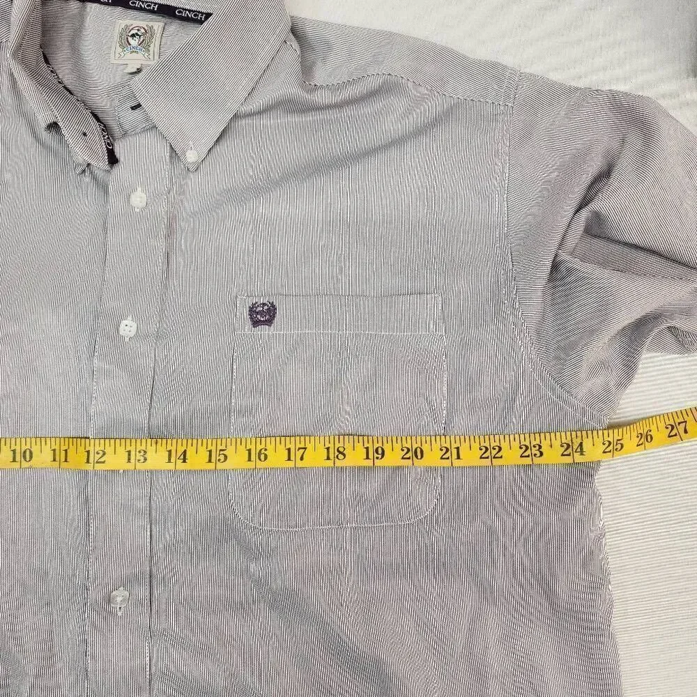 Cinch Men's Size Large Button-Down Long-Sleeve Striped Collard Western Country P
